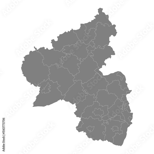 Photos High Quality map of Rhineland Palatinate is a state of Germany, with borders of