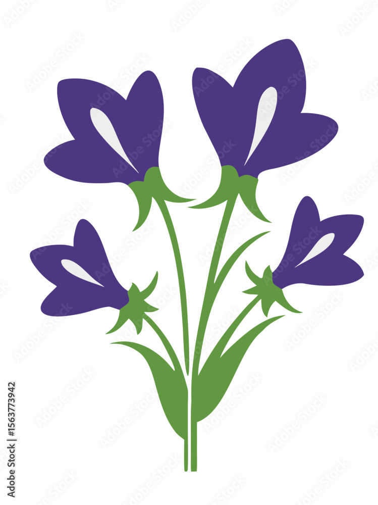 Obraz premium Purple flowers bouquet with blooms and green leaves