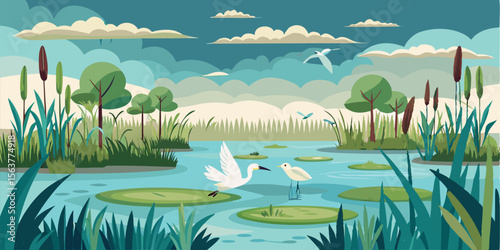 -create-a-marshy-pond-surrounded-by-reeds-and-bird.eps