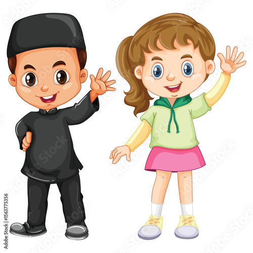 silhouette of girl and boy standing