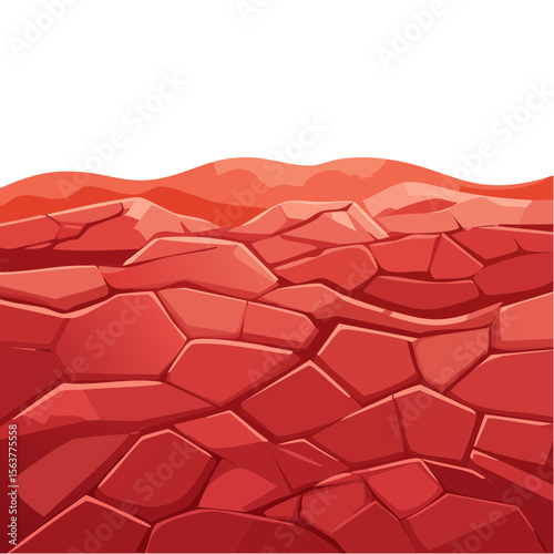 Martian landscape with red rock formation and dark sky