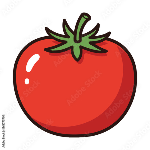 A juicy, plump tomato glows with health in this charming vector art illustration, ready to bring freshness to your project.