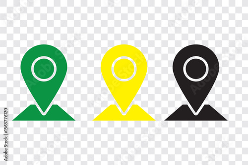 colorful location icon set map pointer pin sign symbol solid and outline designs place address navigation locator sign vector illustration