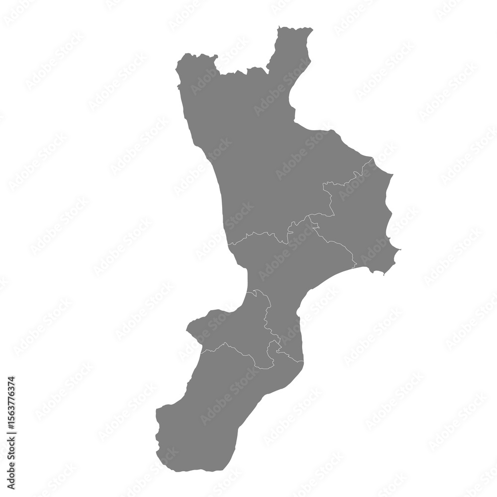 Φωτογραφία High Quality map of Calabria is a state of Italy, with borders of the districts