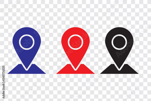 colorful location icon set map pointer pin sign symbol solid and outline designs place address navigation locator sign vector illustration