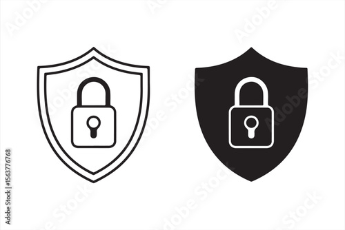 Black and white lock shield icon symbolizing security and protection