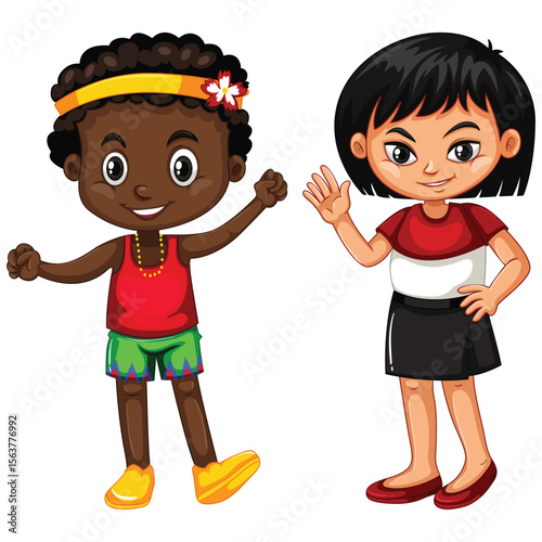 silhouette of girl and boy standing