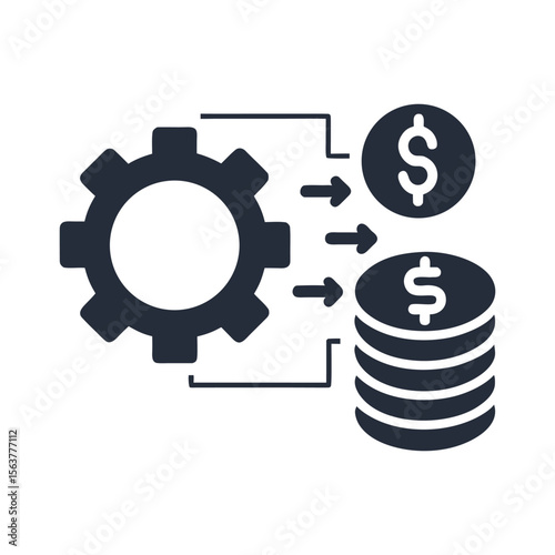 Gear mechanism processing money coins cogwheel dollar