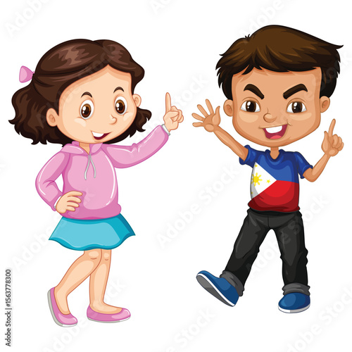 silhouette of girl and boy standing