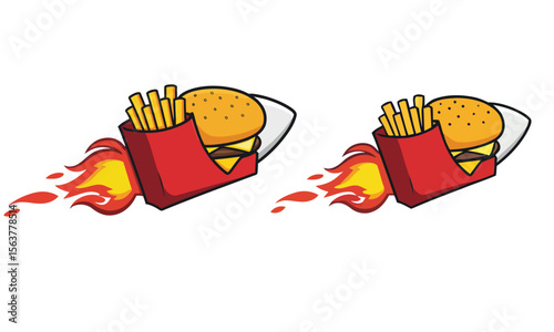Hot dog and chips fast food illustration with a refreshing soda and crispy fries