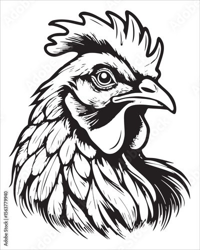 Rooster Head Vector Illustration