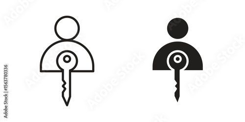 Authentication icon. Flat and stroke versions. Graphic elements.