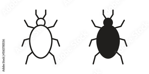 Bedbug icon. Flat and stroke versions. Graphic elements.