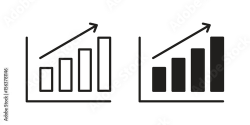 Business performance icon. Flat and stroke versions. Graphic elements.