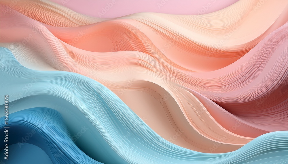 Obraz premium pastel waves in soft pink peach and blue creating a gentle flowing texture