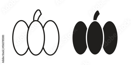 Capsicum icon. Flat and stroke versions. Graphic elements.