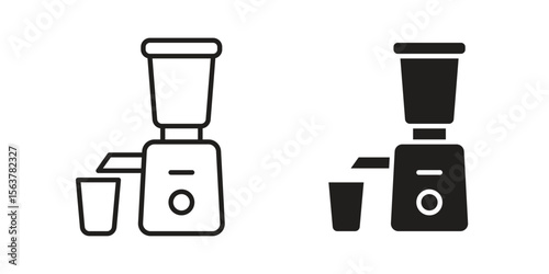 Cold pressed juicer icon. Flat and stroke versions. Graphic elements.