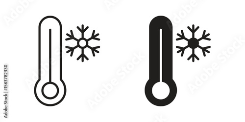 Cold icon. Flat and stroke versions. Graphic elements.
