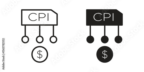 Consumer prices index icon. Flat and stroke versions. Graphic elements.