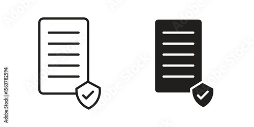 Contract coverage icon. Flat and stroke versions. Graphic elements.