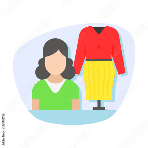 Live Stream Commerce vector design, Social Media Marketing Sign, Online business symbol,  host showcasing products stock graphic, Girl selling Preloved items concept