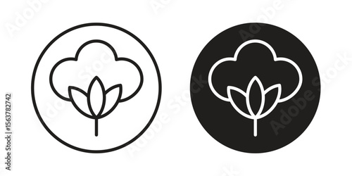 Cotton icon. Flat and stroke versions. Graphic elements.