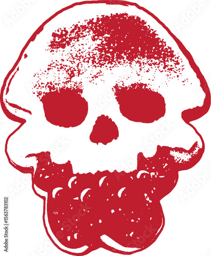 Red. Calavera terrorífica. skull represents a scary horror scene with human skulls. Vector. Navidad. Halloween.