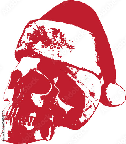 Red. Calavera terrorífica. skull represents a scary horror scene with human skulls. Vector. Navidad. Halloween.