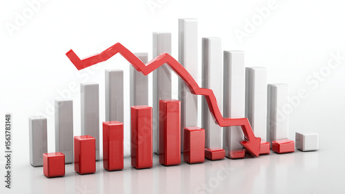 Bar graph with red arrow indicating decline in values Free Download Bar graph with red arrow indicating decline in values - GFXLoad