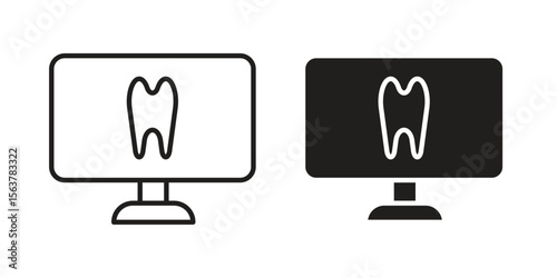 Dental X ray icon. Flat and stroke versions. Graphic elements.