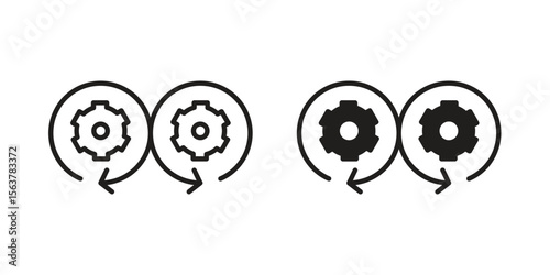 Devops icon. Flat and stroke versions. Graphic elements.