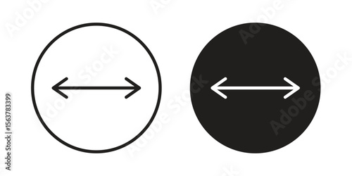 Diameter icon. Flat and stroke versions. Graphic elements.