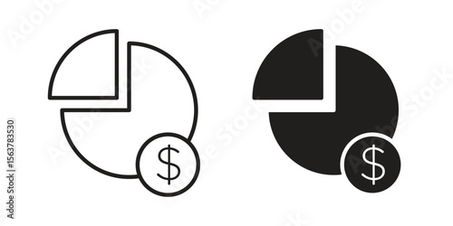 Dividend yield icon. Flat and stroke versions. Graphic elements.