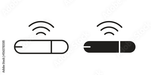 Dog microchip icon. Flat and stroke versions. Graphic elements.