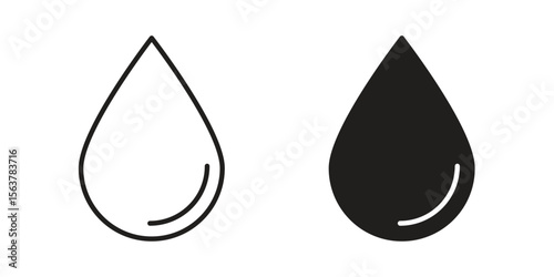 Drop icon. Flat and stroke versions. Graphic elements.