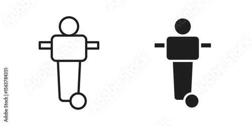 Foosball icon. Flat and stroke versions. Graphic elements.