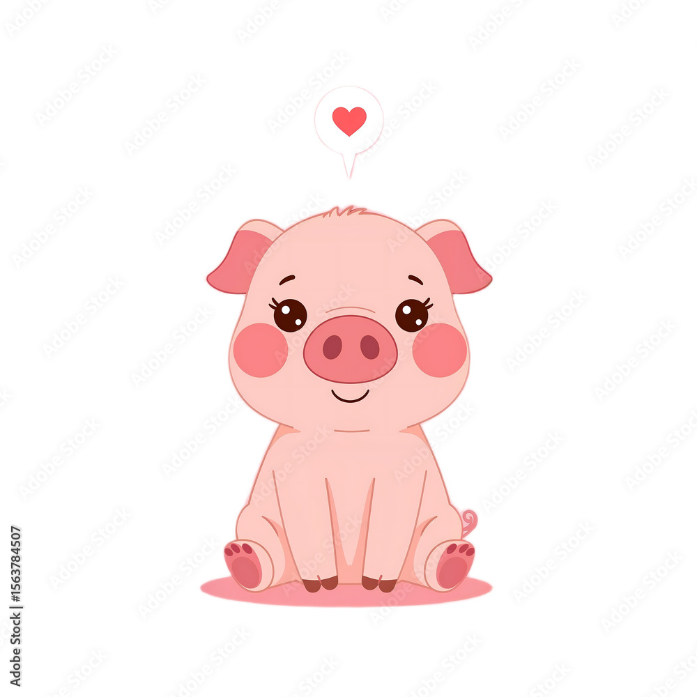 Obraz premium Adorable Pink Piglet Illustration Cute Cartoon Animal Design