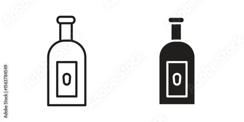 Gin icon. Flat and stroke versions. Graphic elements.
