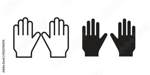 Gloves icon. Flat and stroke versions. Graphic elements.