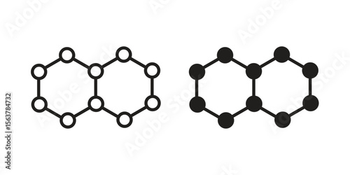 Graphene icon. Flat and stroke versions. Graphic elements.