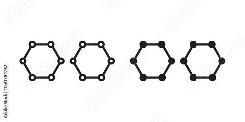 Graphene icon. Flat and stroke versions. Graphic elements.