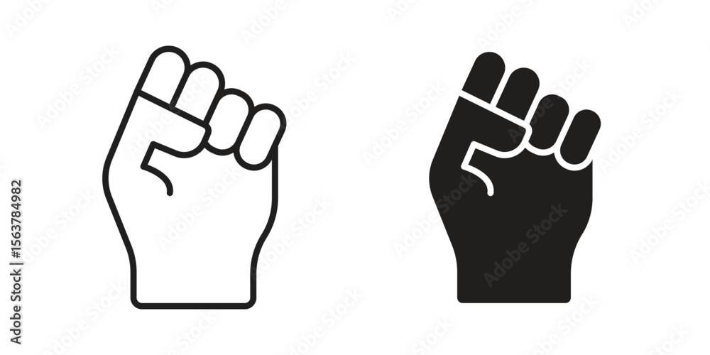 Obraz premium Hand with Power icon. Flat and stroke versions. Graphic elements.