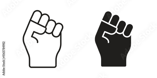 Hand with Power icon. Flat and stroke versions. Graphic elements.