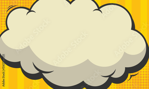 abstract yellow comic background with cartoon cloud