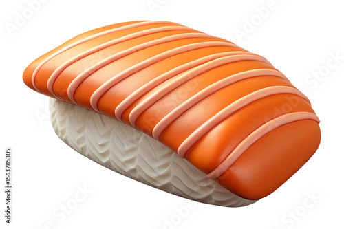 Delicious salmon nigiri sushi with delicate pink sauce drizzle isolated on transparent background