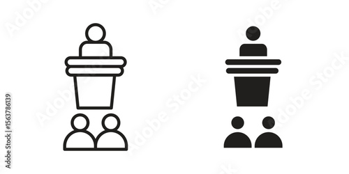 Lecture icon. Flat and stroke versions. Graphic elements.