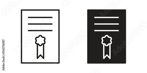 License icon. Flat and stroke versions. Graphic elements.
