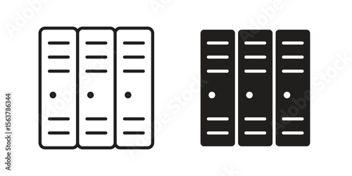 Lockers icon. Flat and stroke versions. Graphic elements.