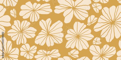 Exotic hand drawn flowers, seamless patterns with floral for fabric, textiles, clothing, wrapping paper, cover, banner, home decor, abstract backgrounds.