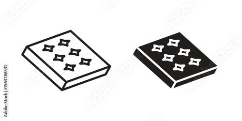 Mattress icon. Flat and stroke versions. Graphic elements.